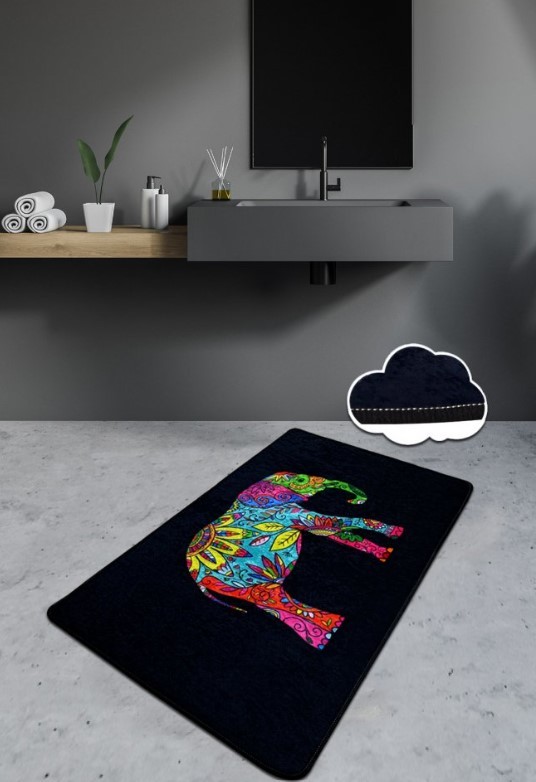 L'essentiel Maison Podloga za kupatilo Olifant, 70x120cm, crna