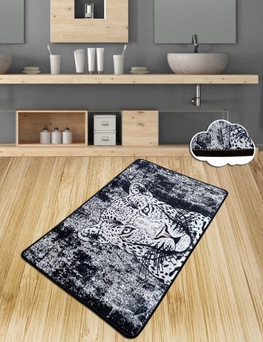 L'essentiel Maison Tiger tepih za kupatilo, 80x100cm, crno-siva