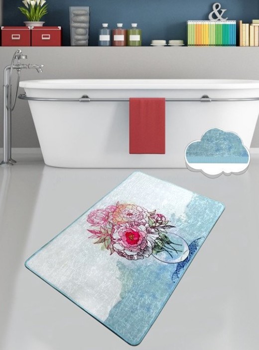 L'essentiel Maison Fennel prostirka za kupatilo, 80x100cm, plavo-siva