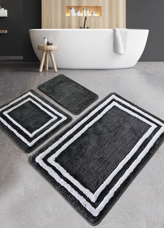 L'Essentiel Maison Duplici prostirka za kupatilo, 3 komada, antracit