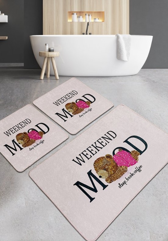 L'essentiel Maison Weekend Mood prostirka za kupatilo, 3 komada, roze