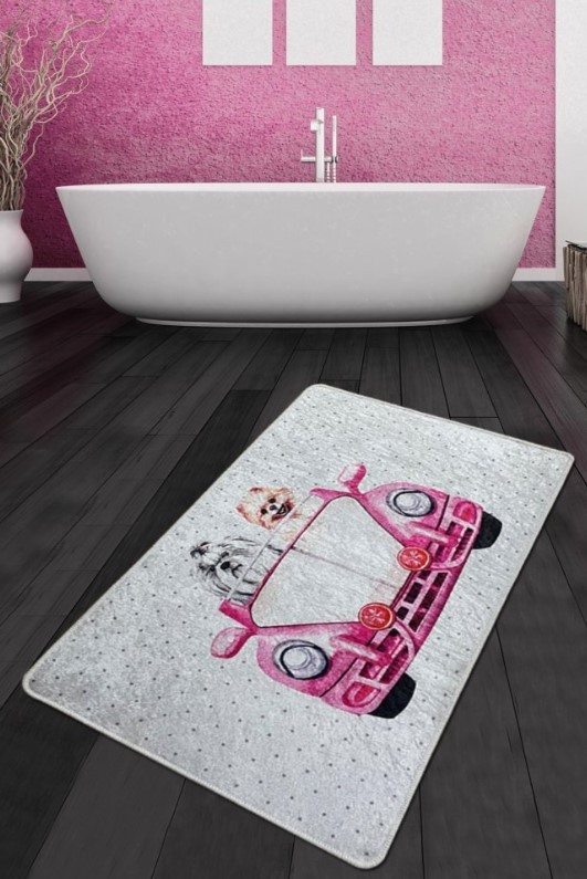 L'Essentiel Maison Prostirka za kupatilo Psi Vosvos, 70x120cm, Sivo-roza
