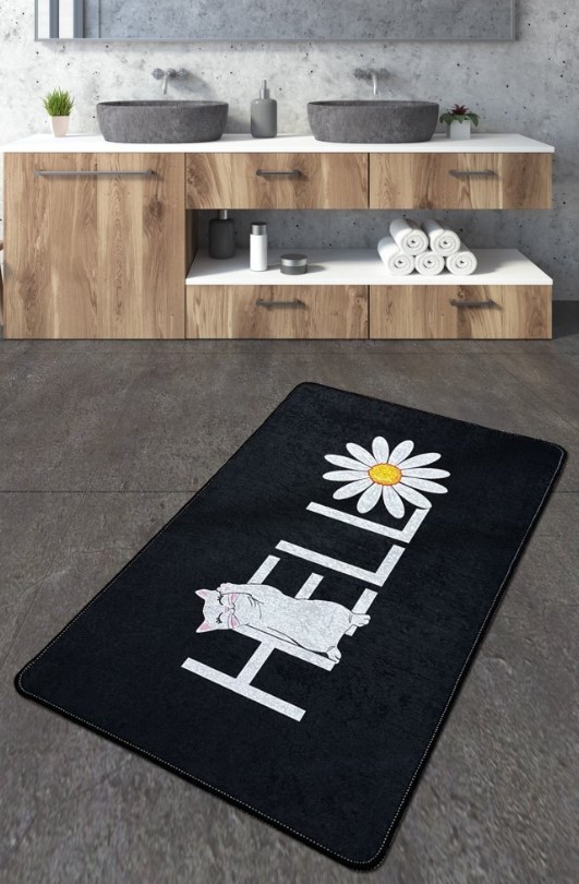 L'essentiel Maison Hola Gato prostirka za kupatilo, 80x100cm, crna