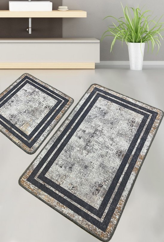 L'essentiel Maison Sione prostirka za kupatilo, 2 komada, siva