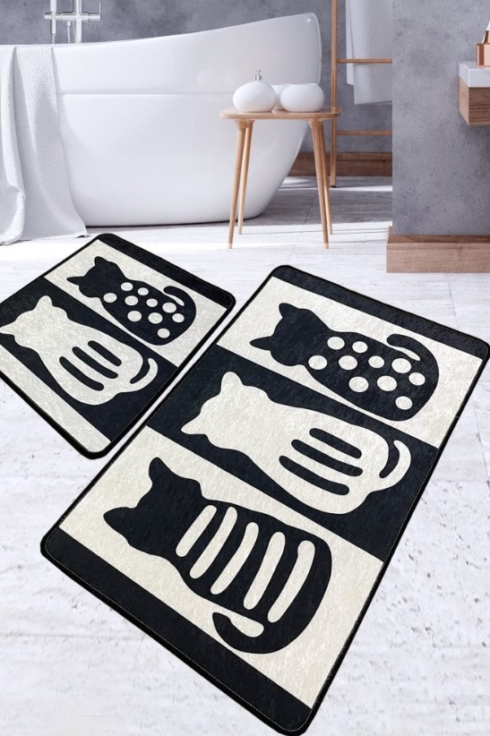 L'essentiel Maison Kupaonski tepih Meo, 2 komada, crno-siva