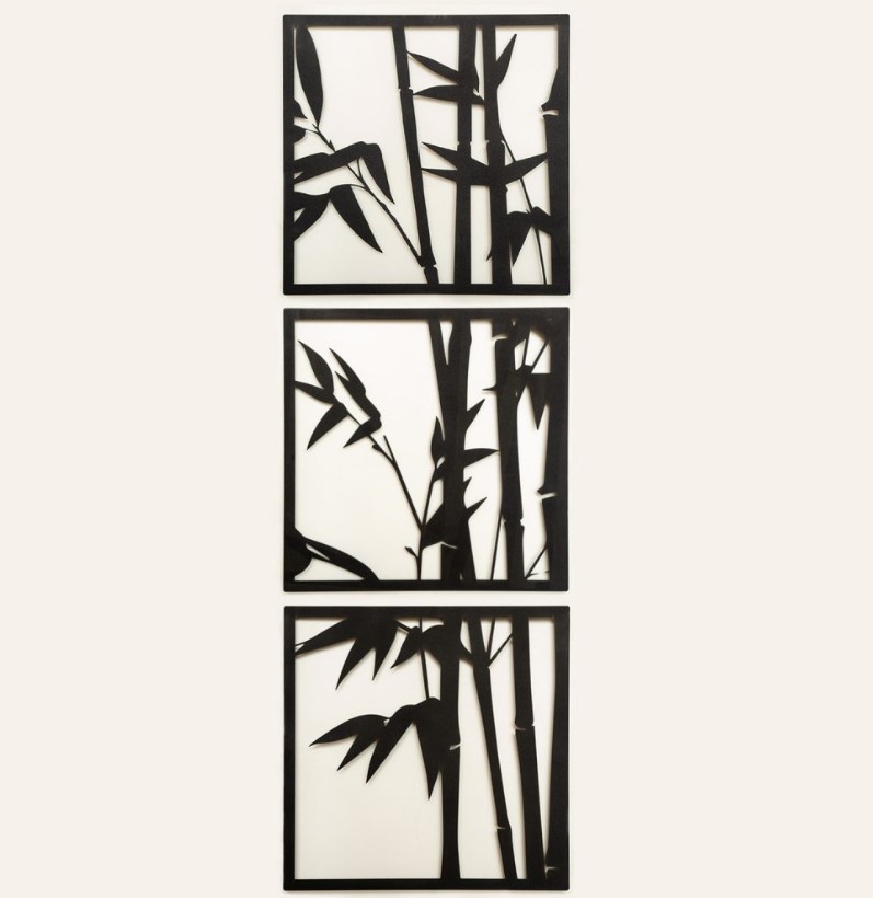 Wallity APT041LS Zidna dekoracija Bambus, 70x70cm, 3 komada, Crna