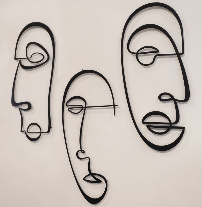 Wallity APT611MS Zidna dekoracija Apstraktna linija, 3 komada, Crna