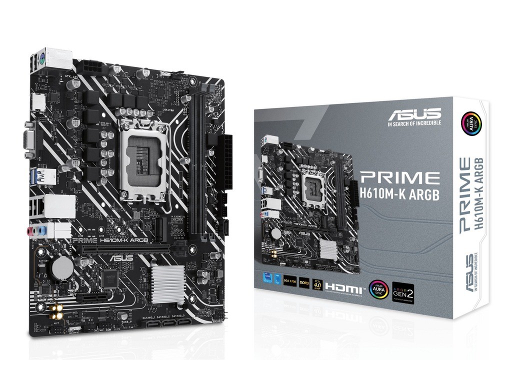 ASUS Matčna ploča PRIME H610M-K ARGB, 2x DDR5, 1x M.2, 6x USB,
