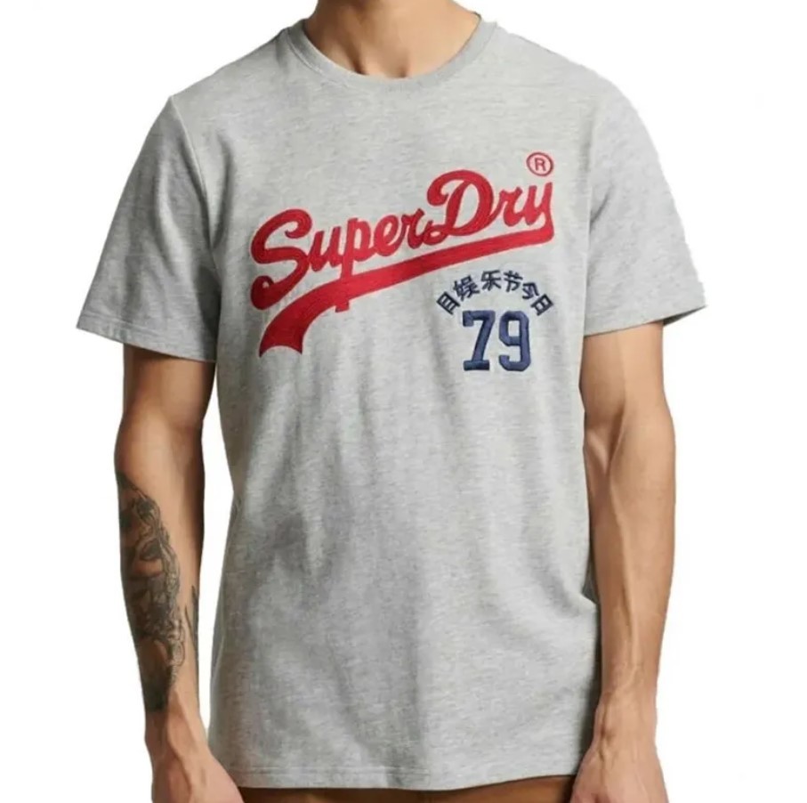 Superdry Muška majica kratkih rukava Vintage Vl Interest, Siva