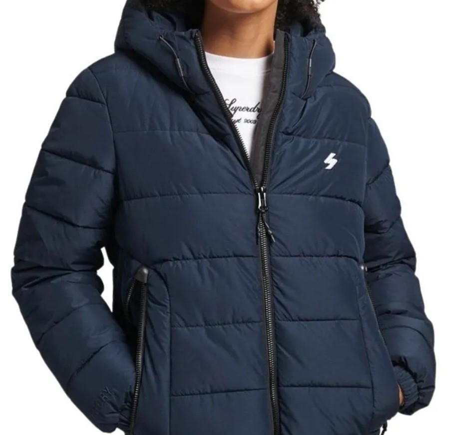 Superdry Ženska jakna Hooded Spirit Sports Puffer, Teget