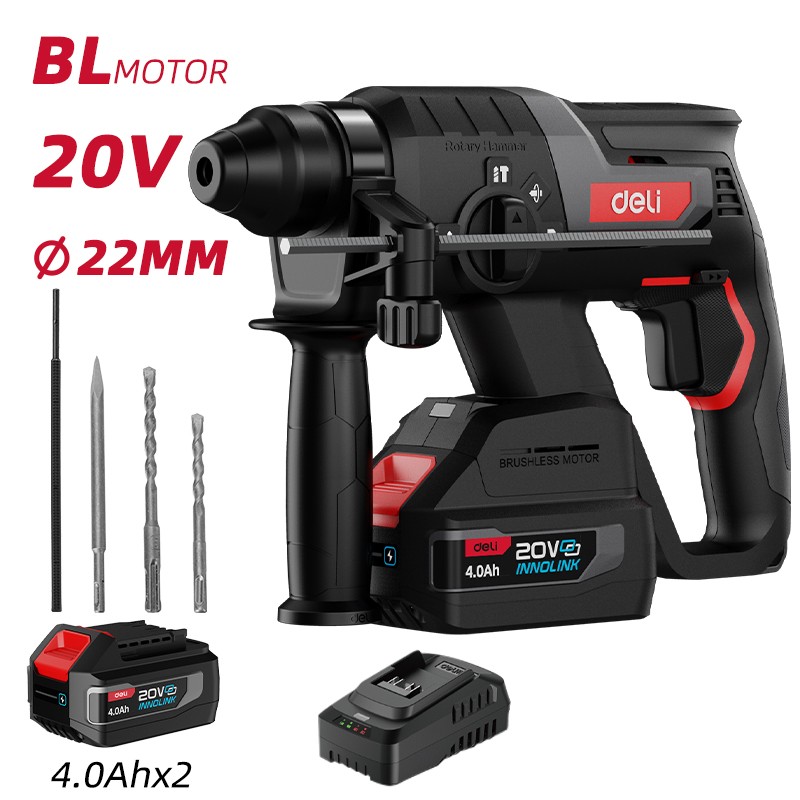 DELI Akumulatorska udarna bušilica SDS+ 20V 4Ah