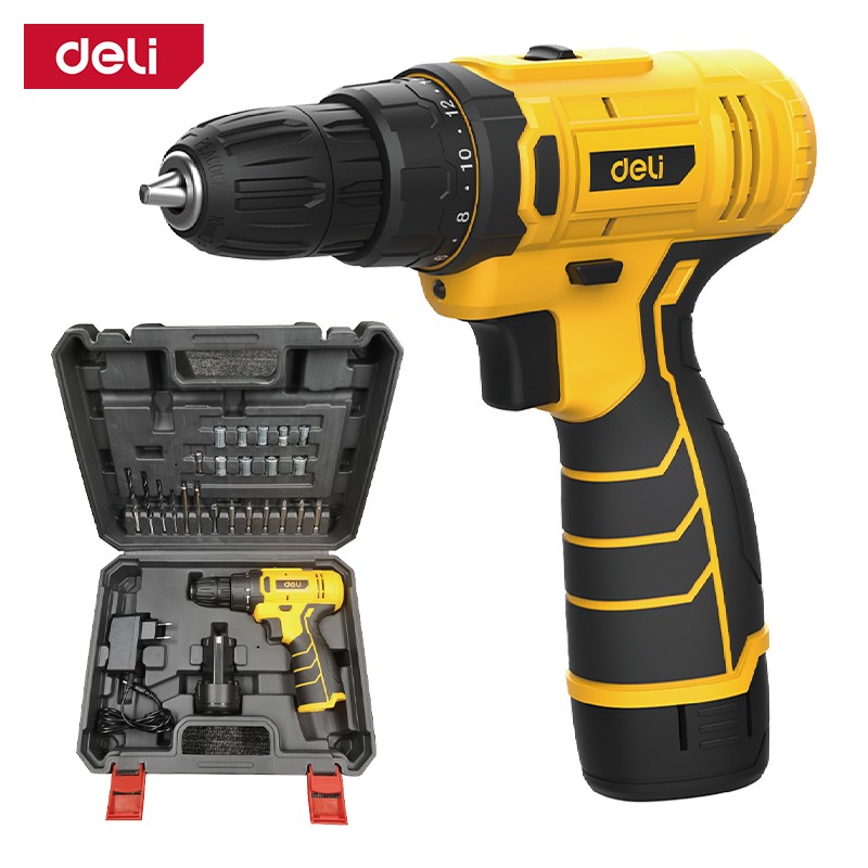 DELI Akumulatorska bušilica/odvijač EDL-DZ12-6A2, 12V, žuta