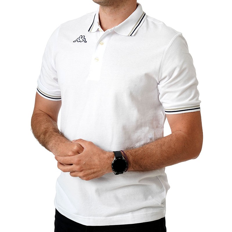 Kappa muška polo majica s logom Maltax 5 MSS, bijela