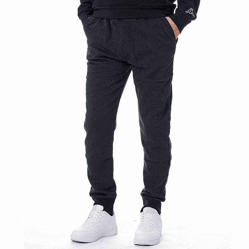 KAPPA Muški logo Bipant Slim donji dio trenerke, crni