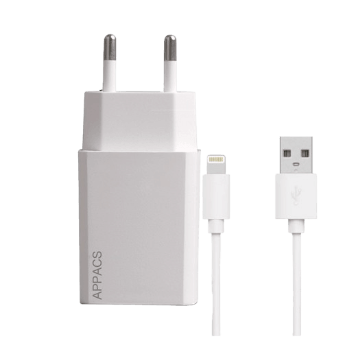 Appacs Punjač A7, 2.1A, Bijeli +Lighting kabal, Bijeli