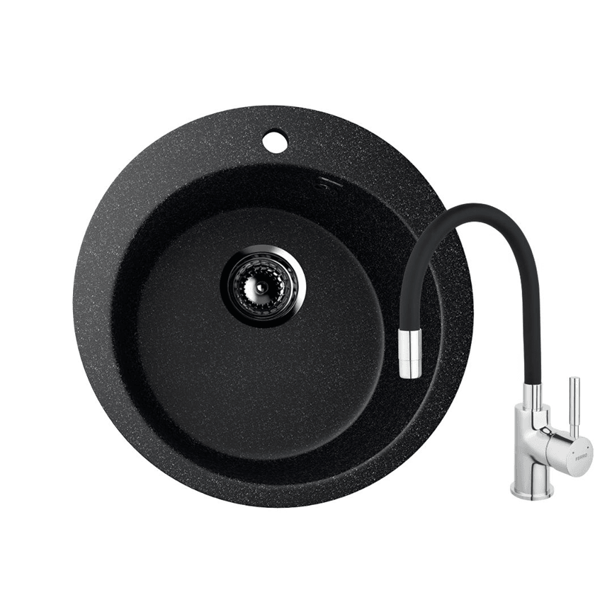 Valterra Granitna sudopera sa flexy slavinom V405, Crna