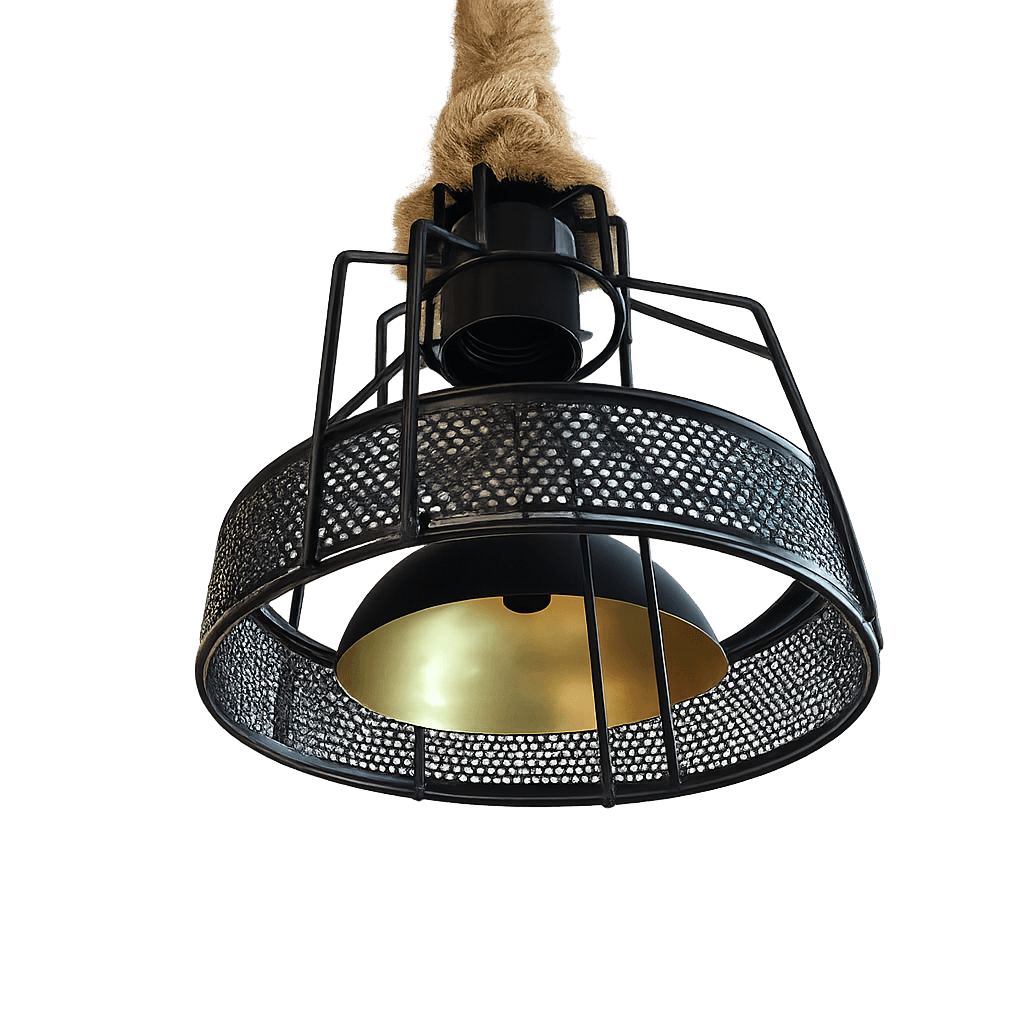 Dekorativna lampa na konopcu, Crna