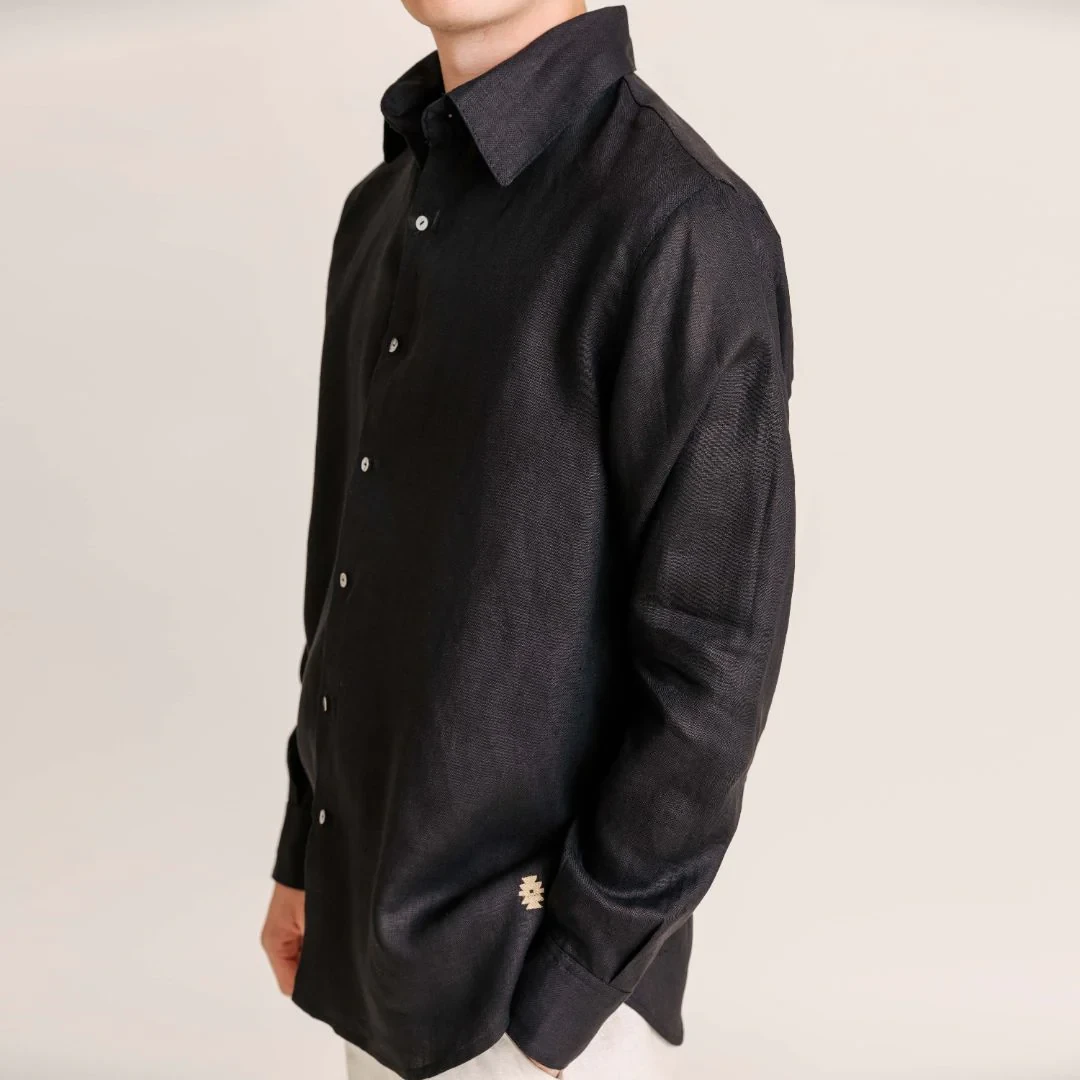 Intuitiva Muška košulja Coastal, Lan, Crna