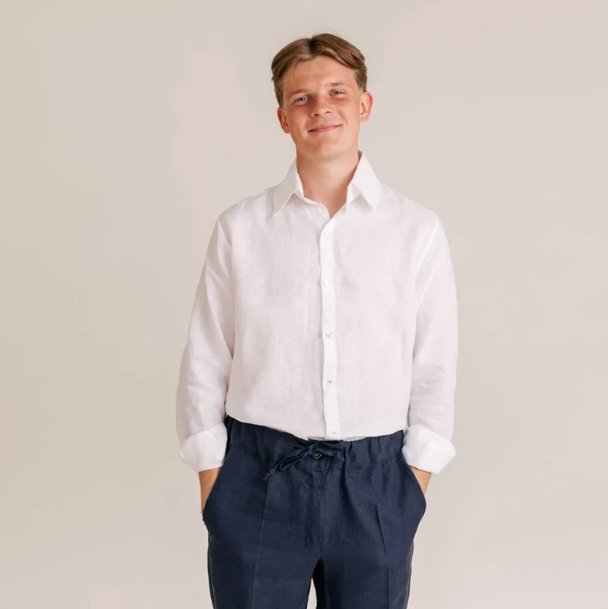 Intuitiva Muška košulja Coastal, Lan, Bijela