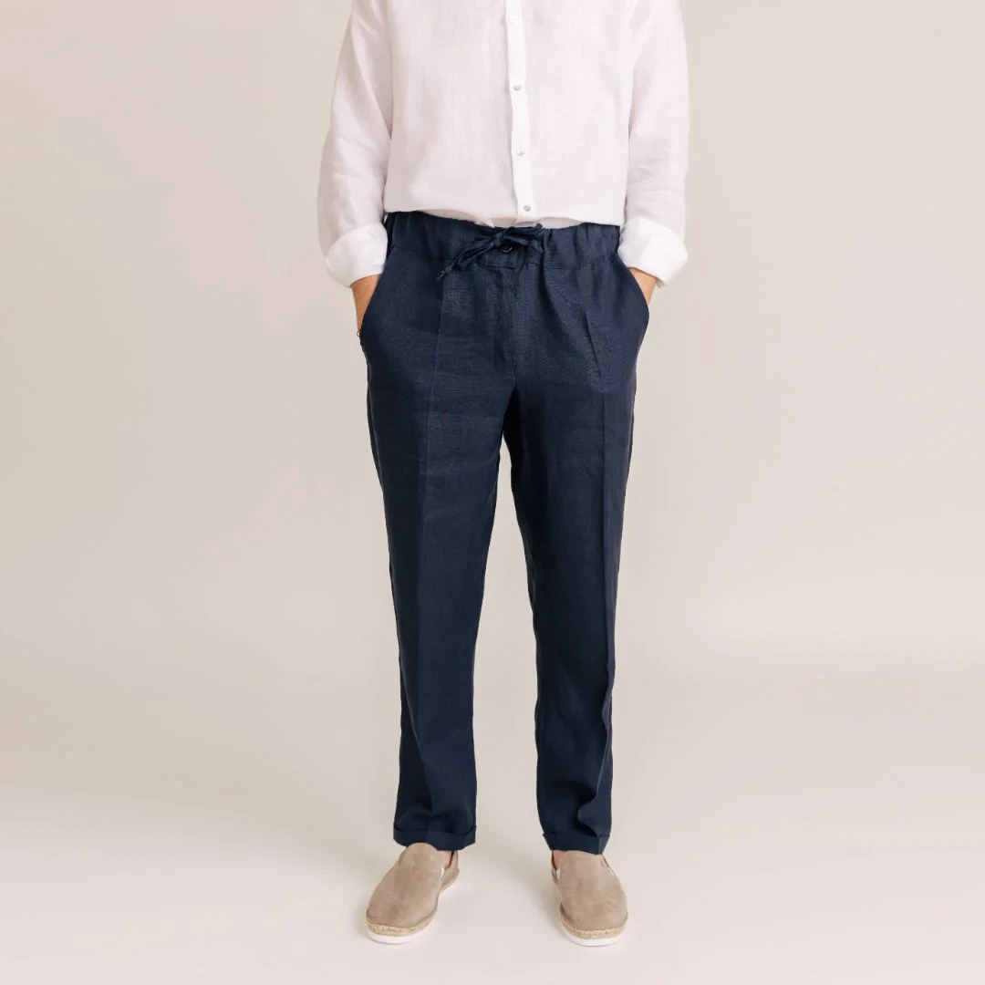 Intuitiva Muške pantalone Captain, Lan, Tamnoplave