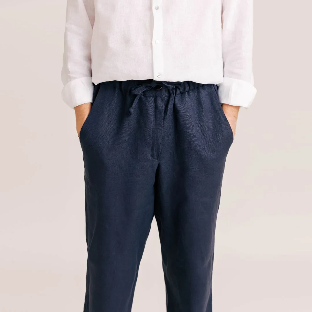 Intuitiva Muške pantalone Sailor, Lan, Teget