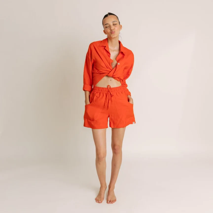 Intuitiva Ženski šorc Sunset, Lan, Narandžasti