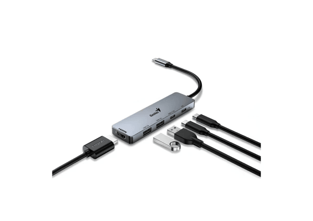 GENIUS UH-500 5-u-1 USB Hub srebrne boje