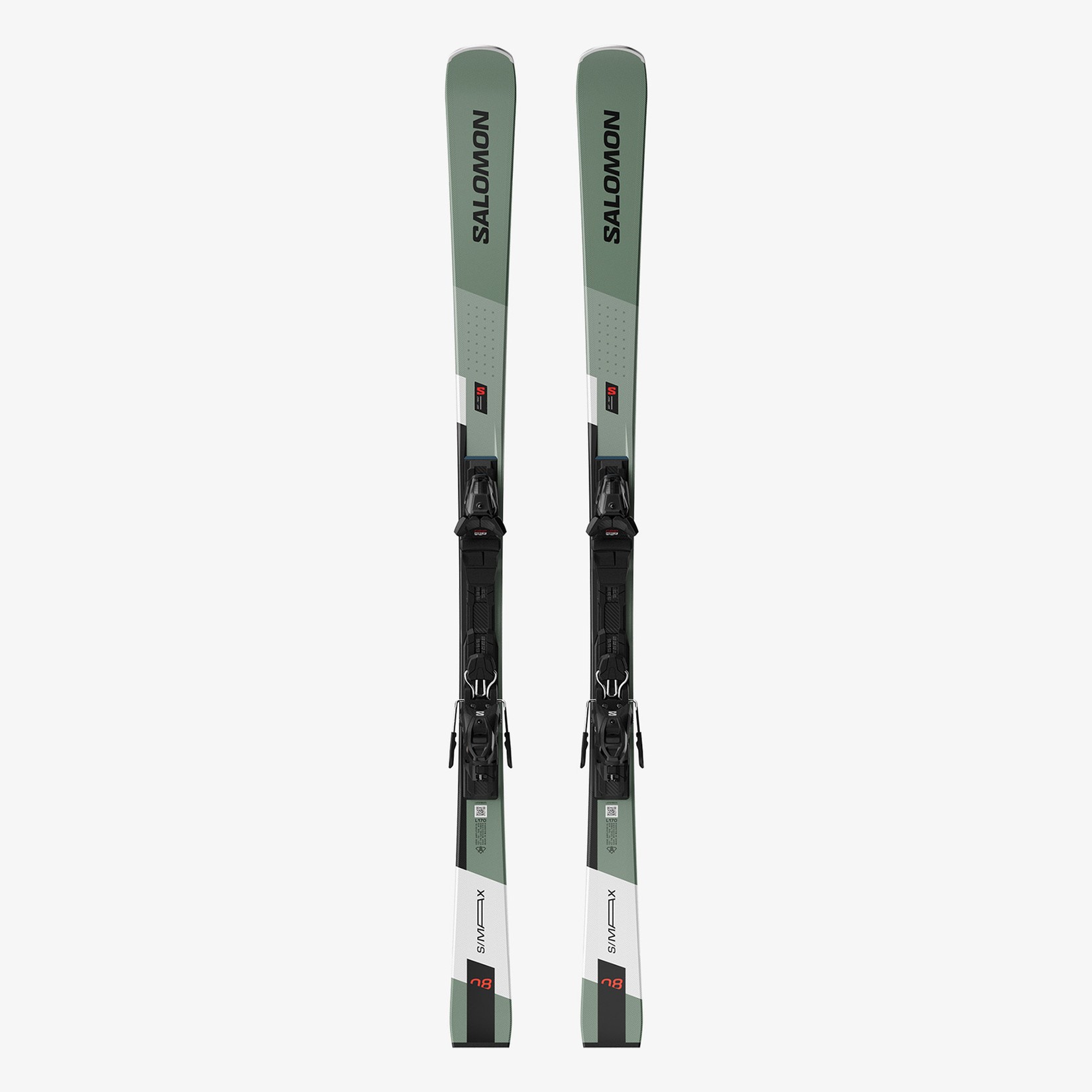 Salomon Skije Set E S/Max 8 Oil Green/Black/White + M10 GW L80,, Crno-bijele