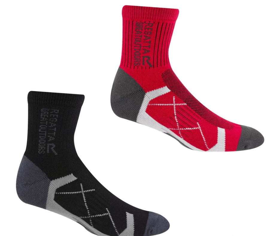 Regatta Outdoors Ženske čarape, 2 para, Crvene i crne