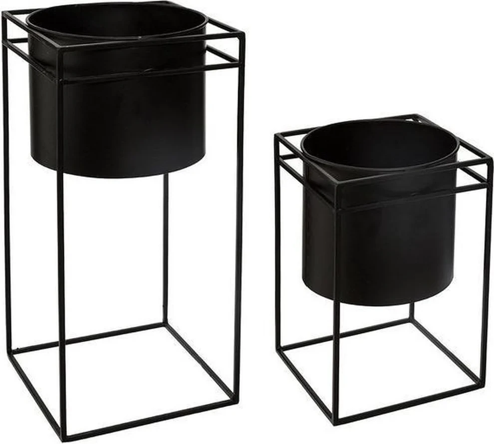 Atmosphera Set od 2 metalne stojaće žardinjere, Crne boje