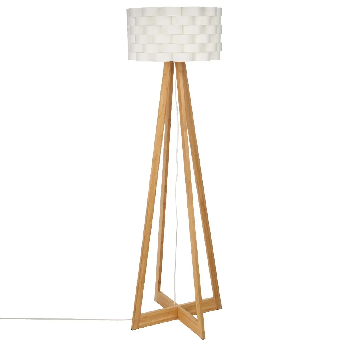 Atmosphera Podna lampa od bambusa Moki, 150 cm, Bijela