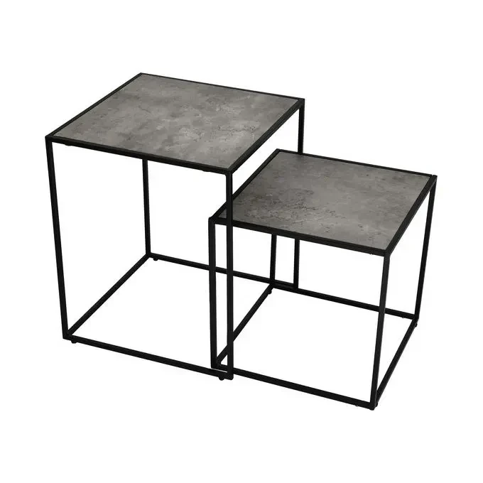 Milleryt Set od 2 stola drvena za kavu, četvrtasti, crne boje