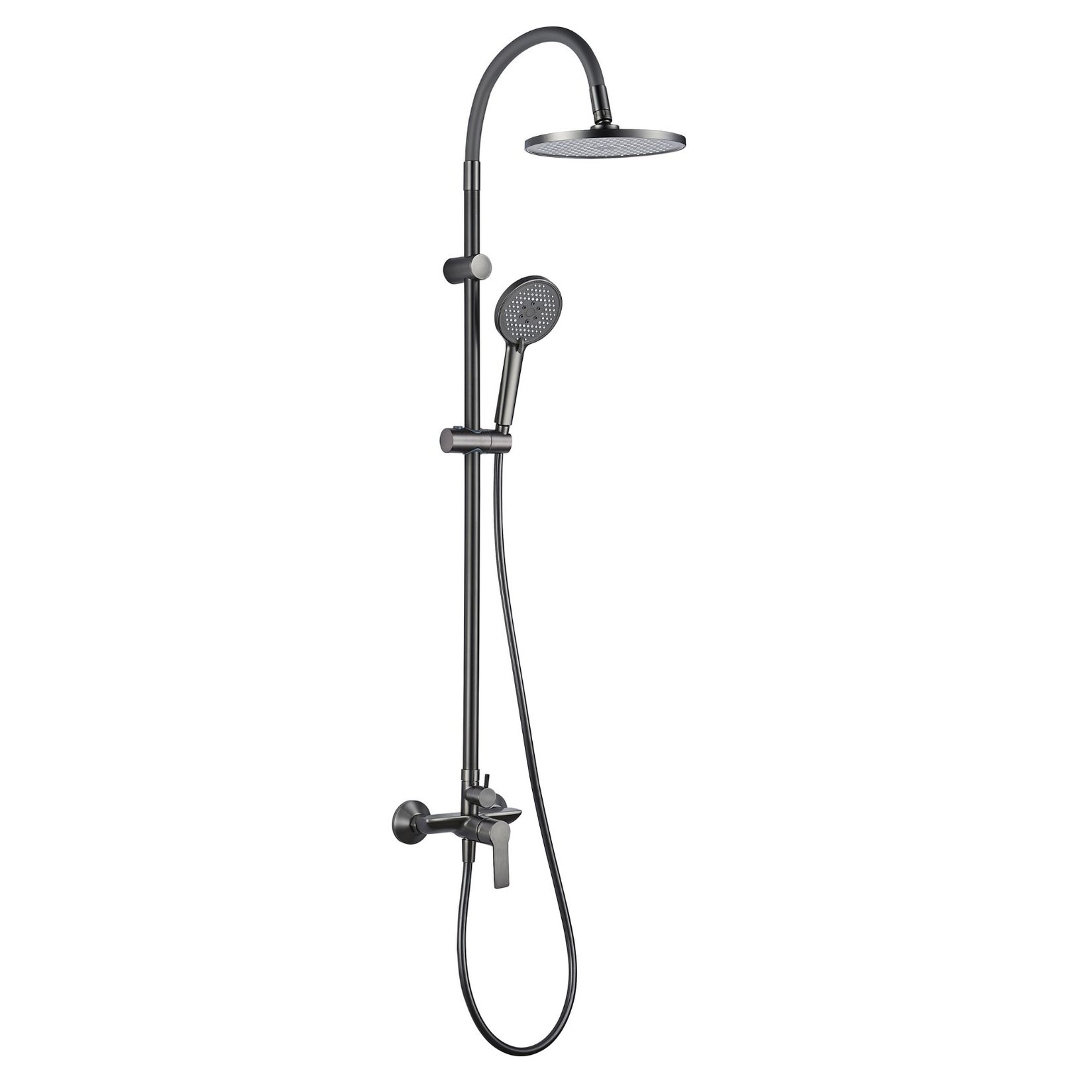 Inter Ceramic tuš sa usponom 1F, Ručka za tuš 3F, Slavina Alisado, Sa podesivim silikonskim držačem za tuš, Gun Gray