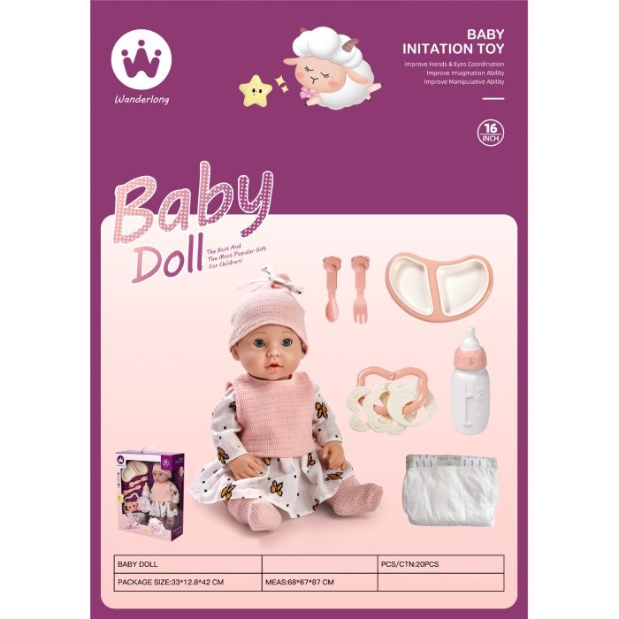 Be be Igračka Lutka s dodacima W16T-06C, Roze-bijela