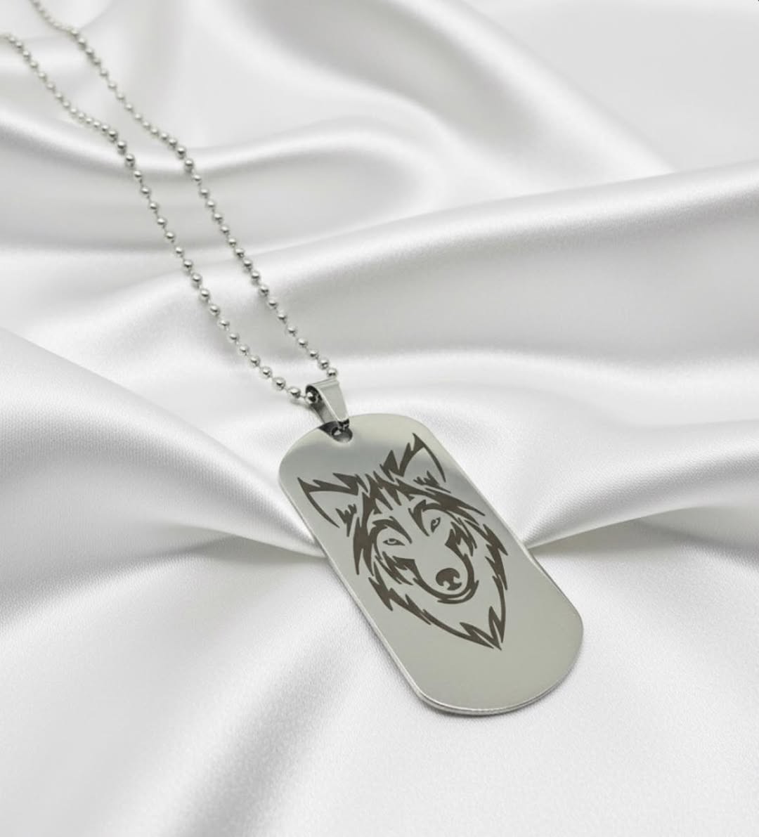 Poludrago kamenje & nakit Unikatna Ogrlica Military pločica, Silver