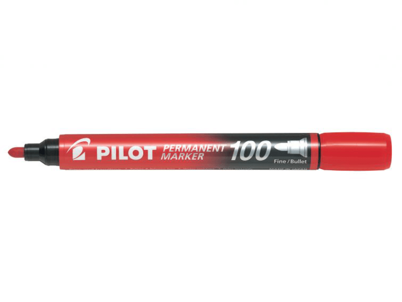 PILOT Marker 100, Permanent, Okrugli vrh, Crveni