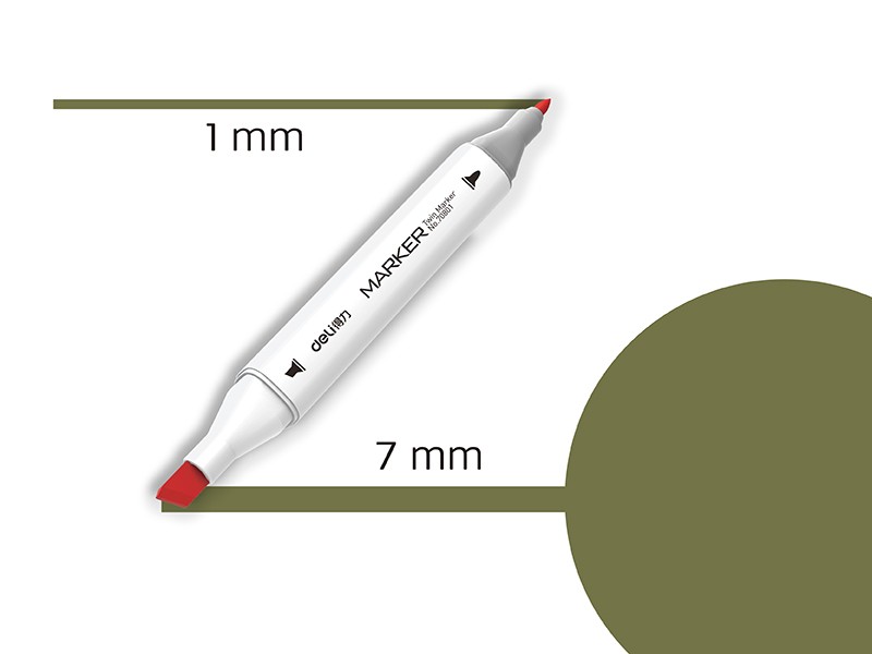 Sketch 42 marker sa dvostrukim vrhom Deli 70801A-42, maslinasto zelena