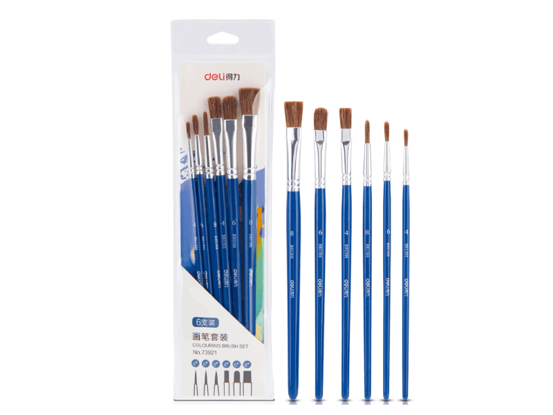 DELI set četkica za slikanje 73921, dlaka ponija, 6 dijelova, plava