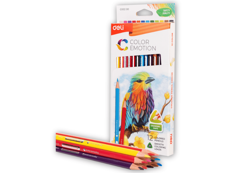 DELI Drvene bojice Color emotion EC00200, Ekstra mekane, 12 komada