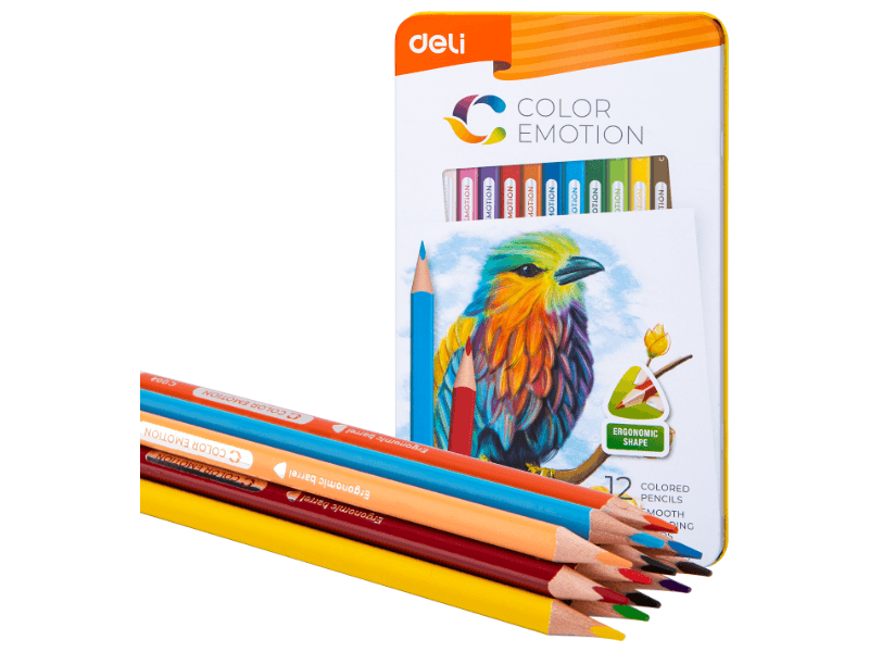 DELI Drvene bojice u metalnom pakovanju EC00205, 12 komada