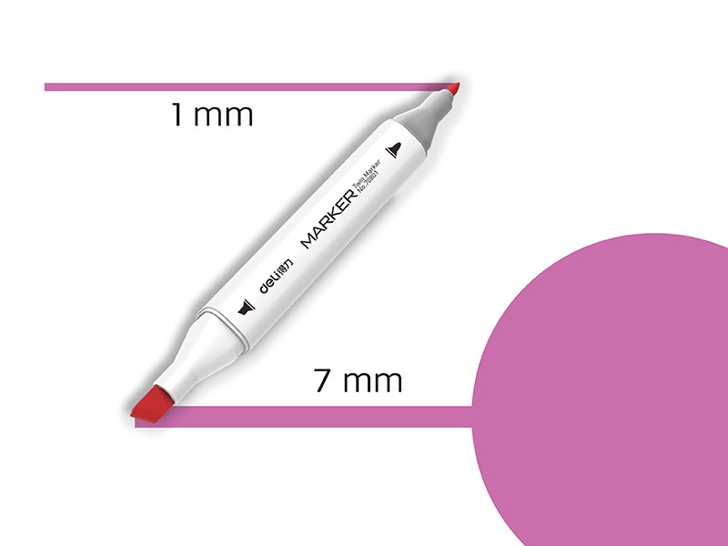 Sketch 125 marker sa dvostrukim vrhom Deli 70801A-125, fluorescentno ružičasta