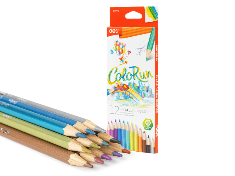 DELI Drvene bojice metalne Colorun EC127-12, 12 komada