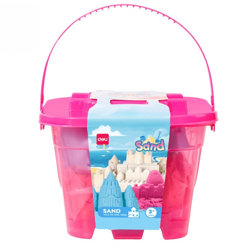 DELI Kinetički pijesak u kanti sa 6 modela EY013-PK, 500g, roze