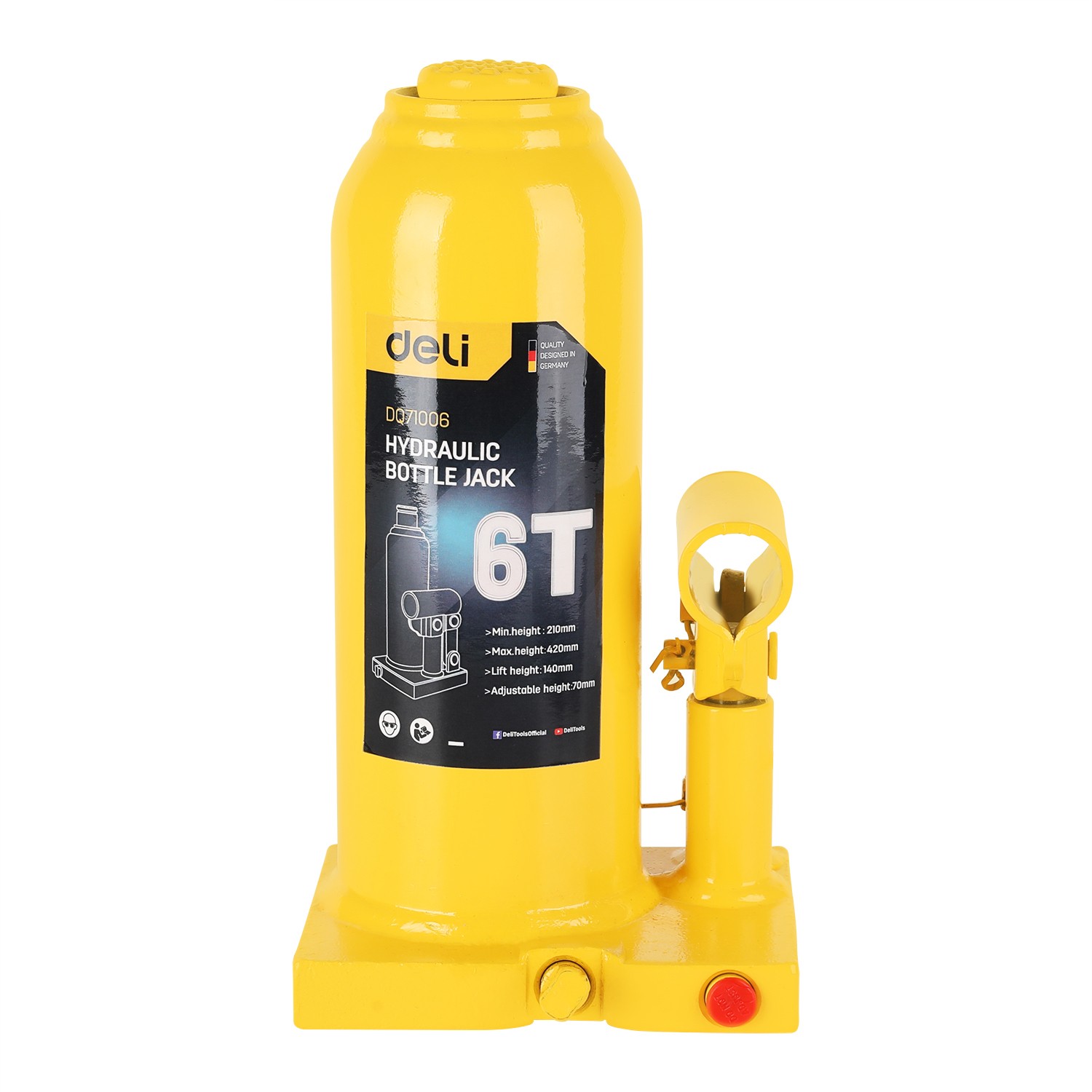 DELI Ručna hidraulična dizalica EDQ71006, Nosivost 6t, Žuta
