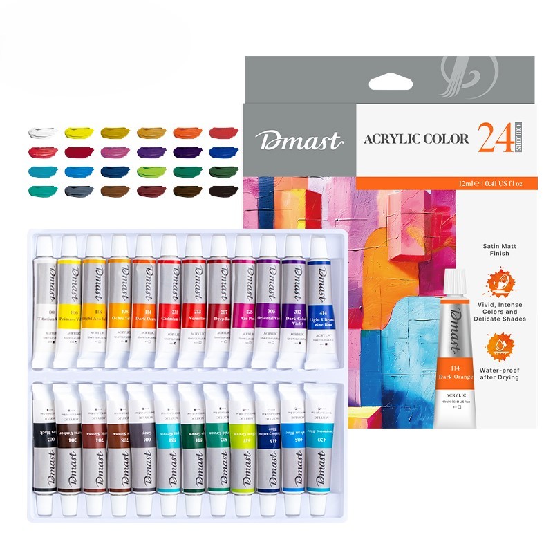Dmast Set akrilnih boja EC331-24, 12ml, 24 komada