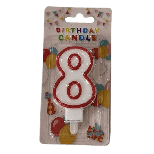 Rođendanska svijećica, Broj 8, Bijelo-crvena