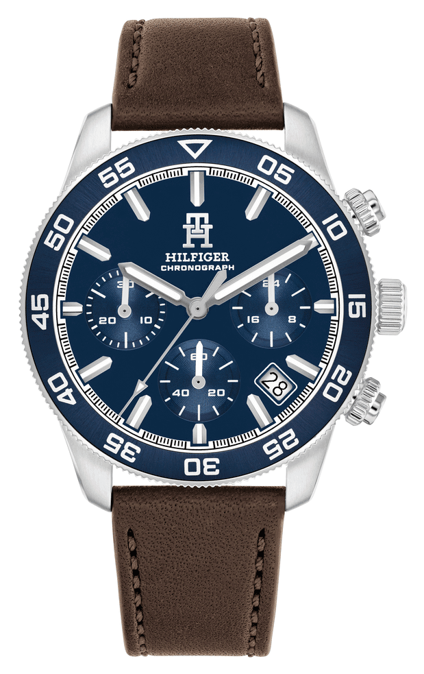 TOMMY HILFIGER Muški ručni sat 1792163, Kvarcni mehanizam, Plavo kućište, Smeđe boje