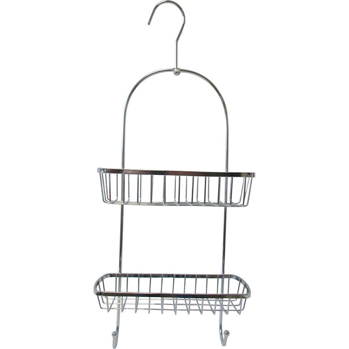 TENDANCE Viseća dvostruka polica za tuširanje 22,5x10x55 cm metalna, srebrna