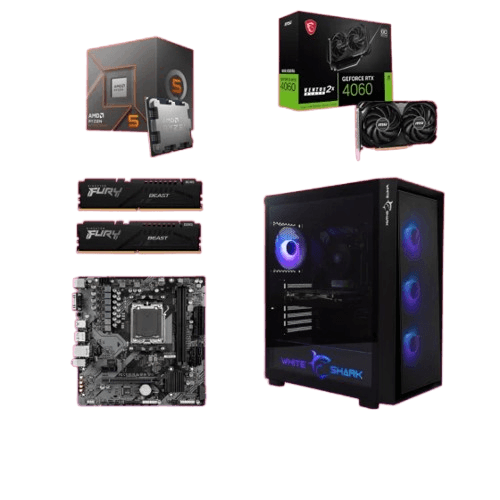 Start Desktop računar Sulphur, Ryzen 5 8400F, RTX 4060, 32GB DDR5, 1TB SSD, Windows 11 Pro, Office 2021, Crni