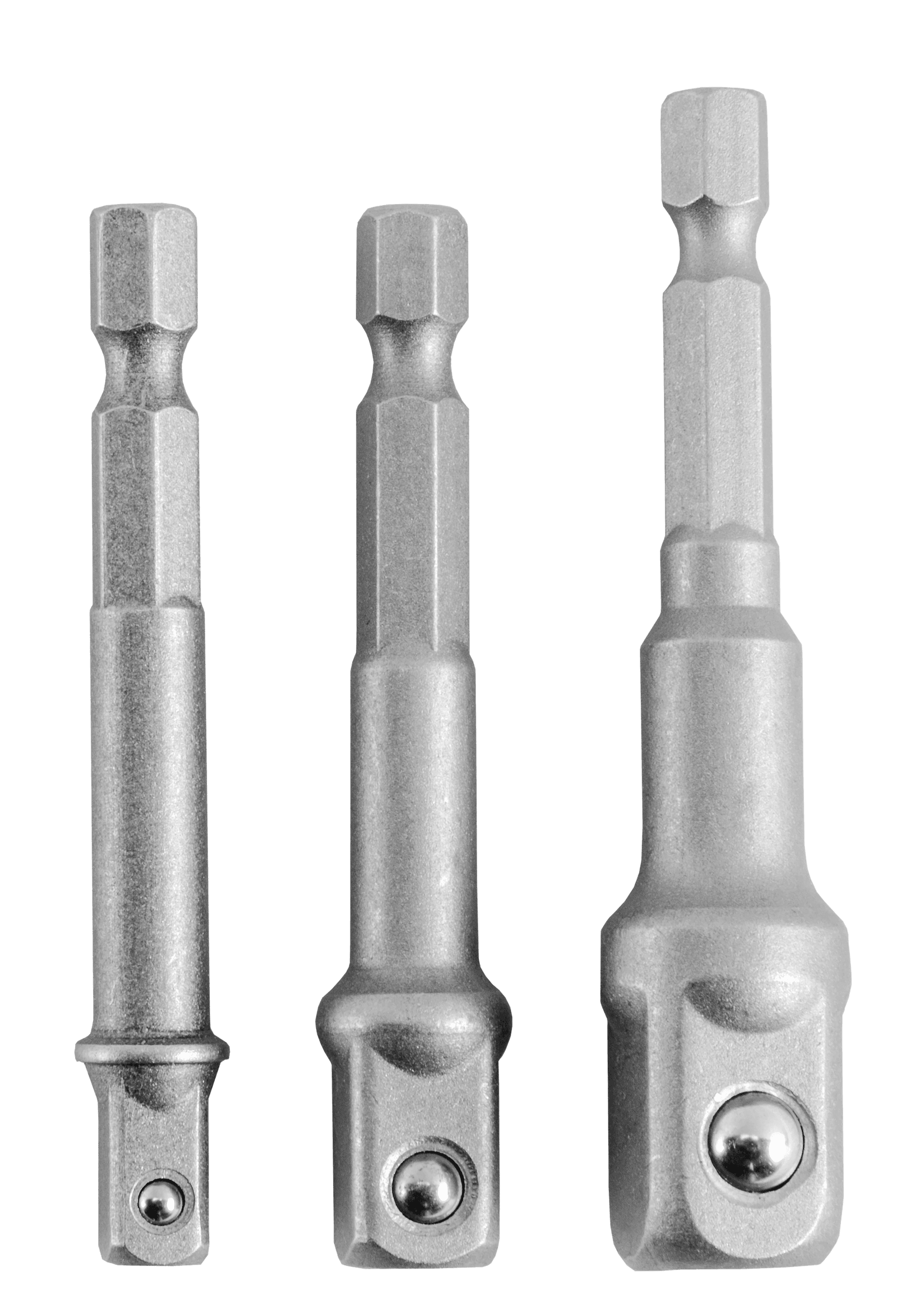 PRAKTIK Set adaptera 1/4 x 65 mm 3/8 x 65 mm 1/2 x 75 mm P115